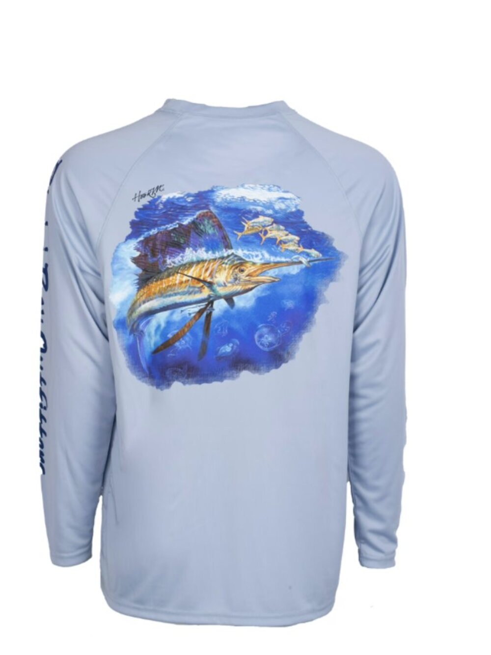 Bimini Bay Hook M’ Men’s Long Sleeve Performance Tee Sail Fish Fog Gray